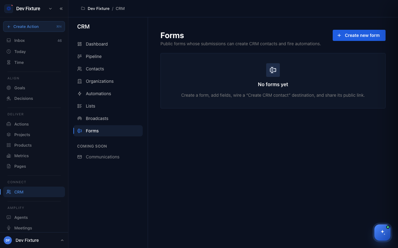 The Forms page