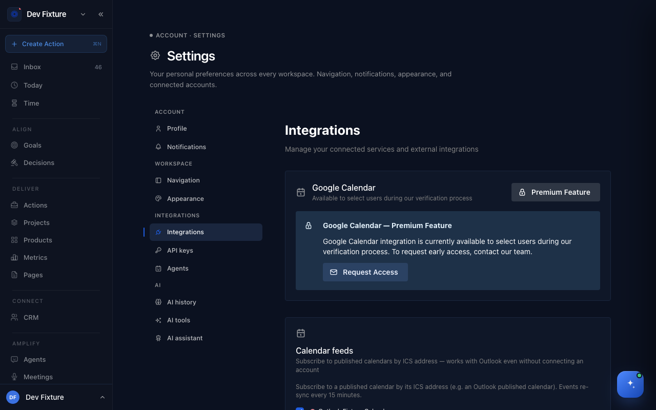 Settings → Integrations