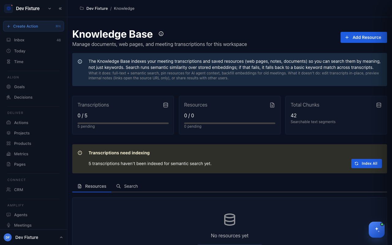 The Knowledge Base page