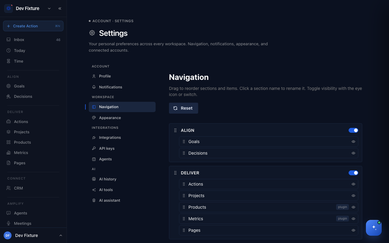 Settings → Navigation